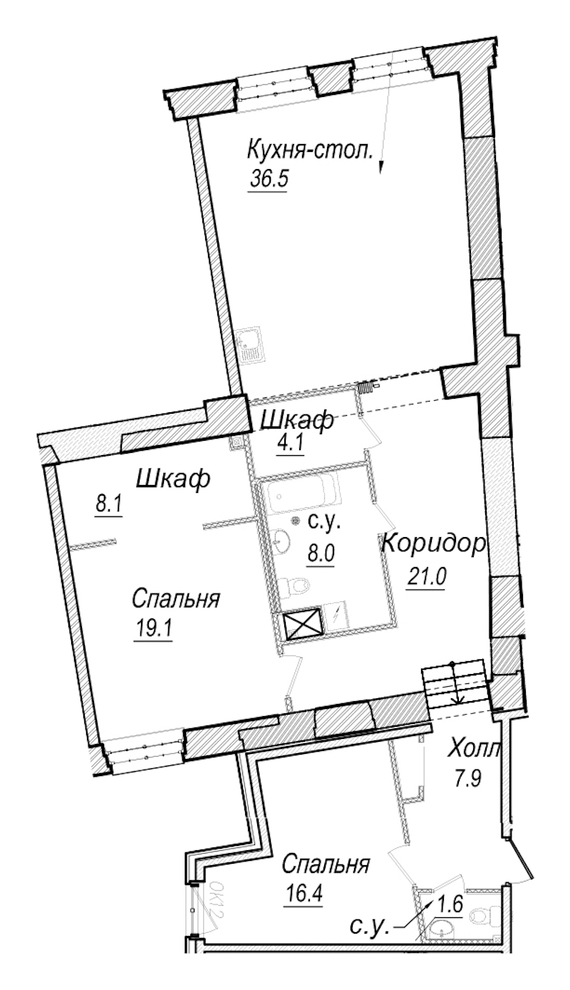 2-комнатная квартира 122.7 м², 4/8 эт., Комплекс апартаментов «Meltzer Hall»